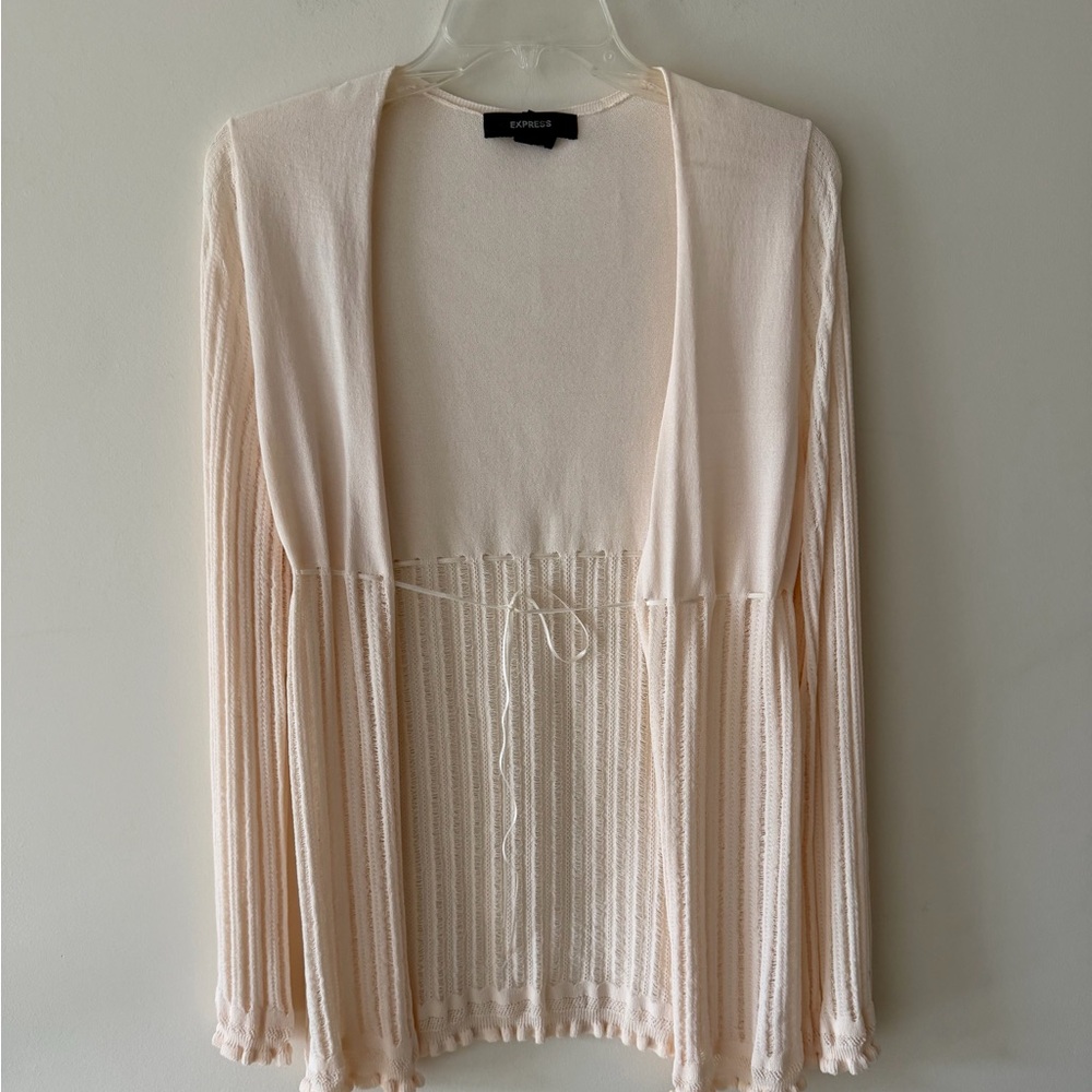 Express Vintage Y2K Light Cream Knit Cardigan